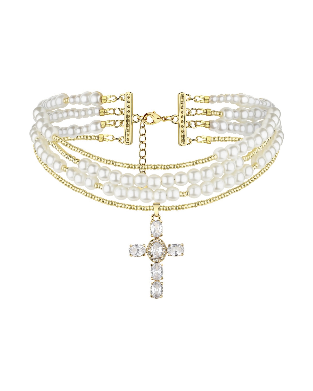 DIAMOND CROSS necklace white