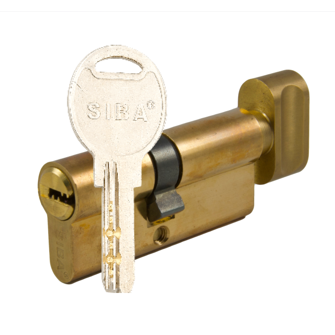 Циліндр дверний SIBA BT ключ-вороток 90 мм жовтий/бронза/сатин/хром