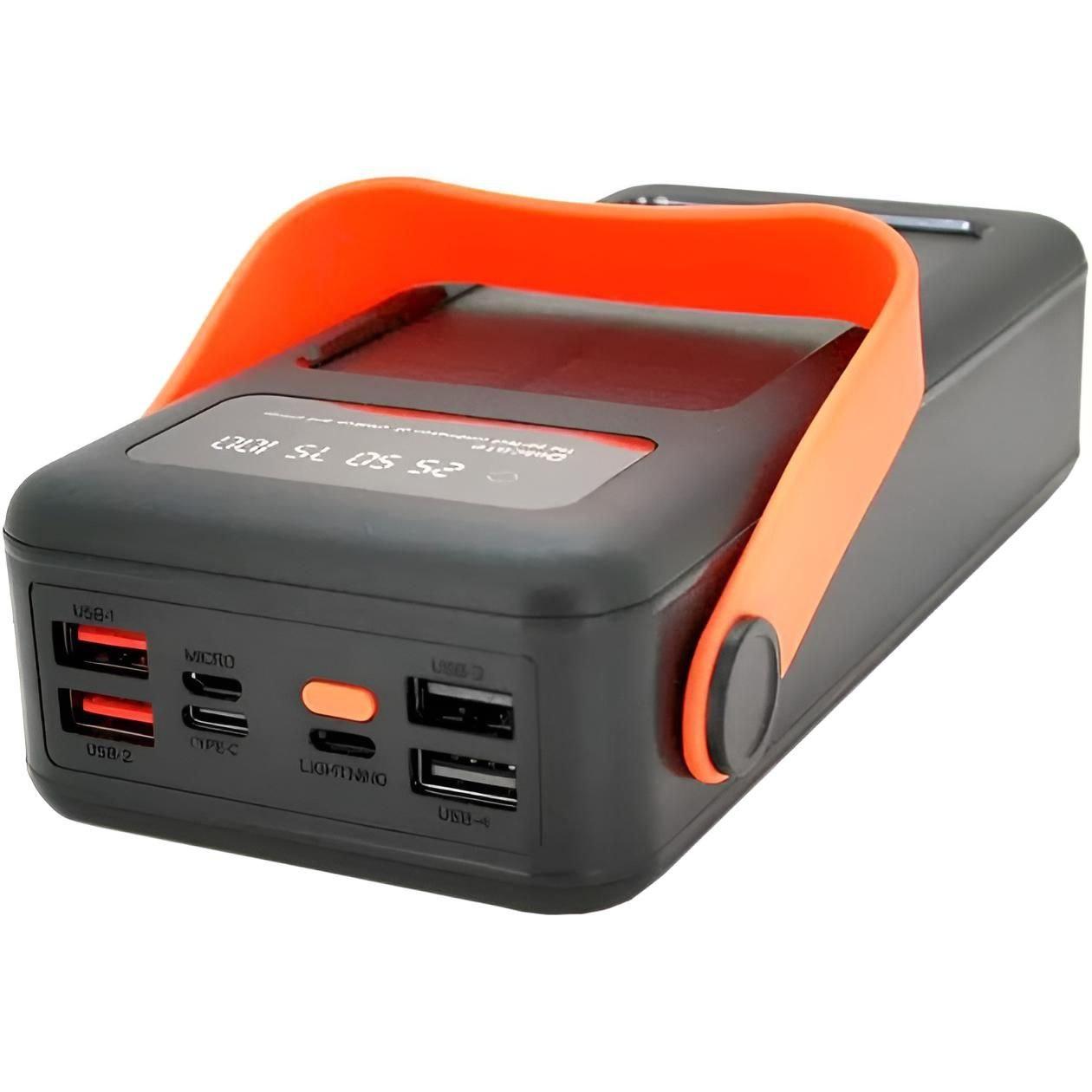 Повербанк NEW 50000 mAh  з сонячною батарею, USB та вбудованими кабелями PowerBank JS-635CX