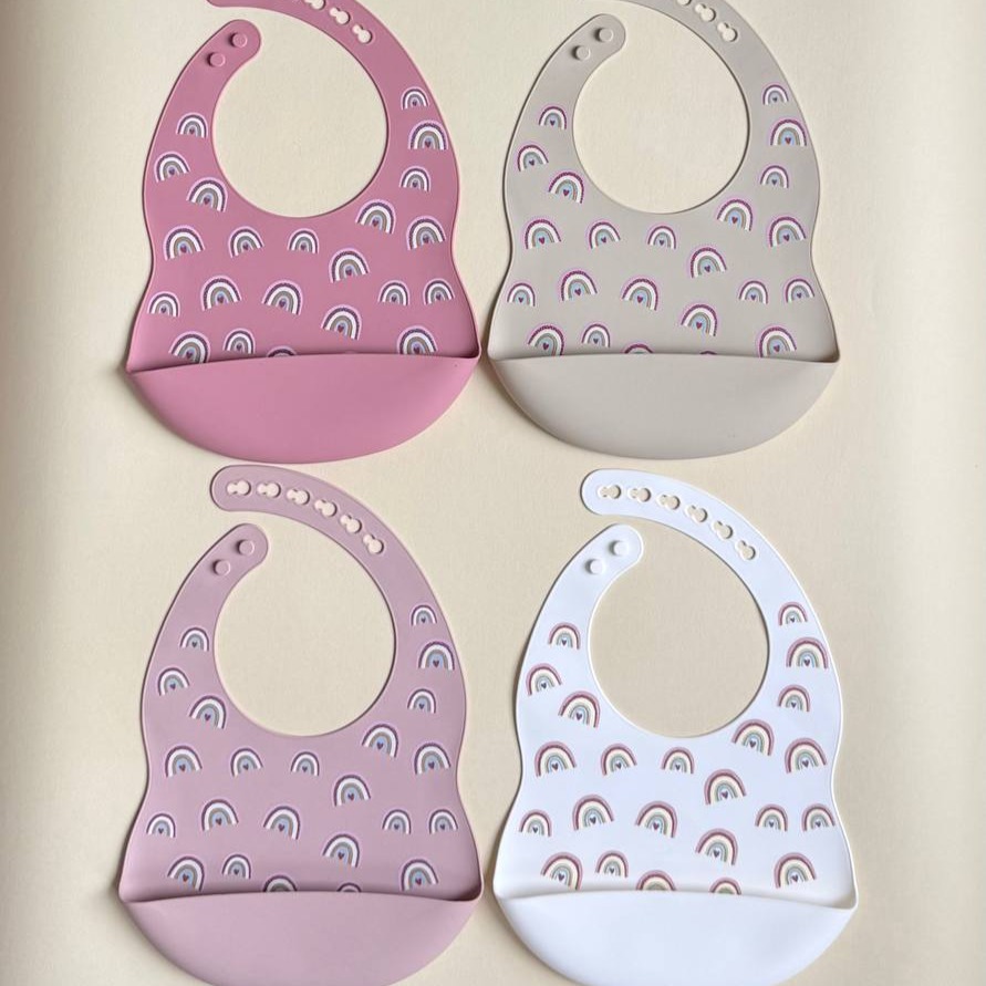 Силіконовий нагрудник принт "Веселка 2.0"