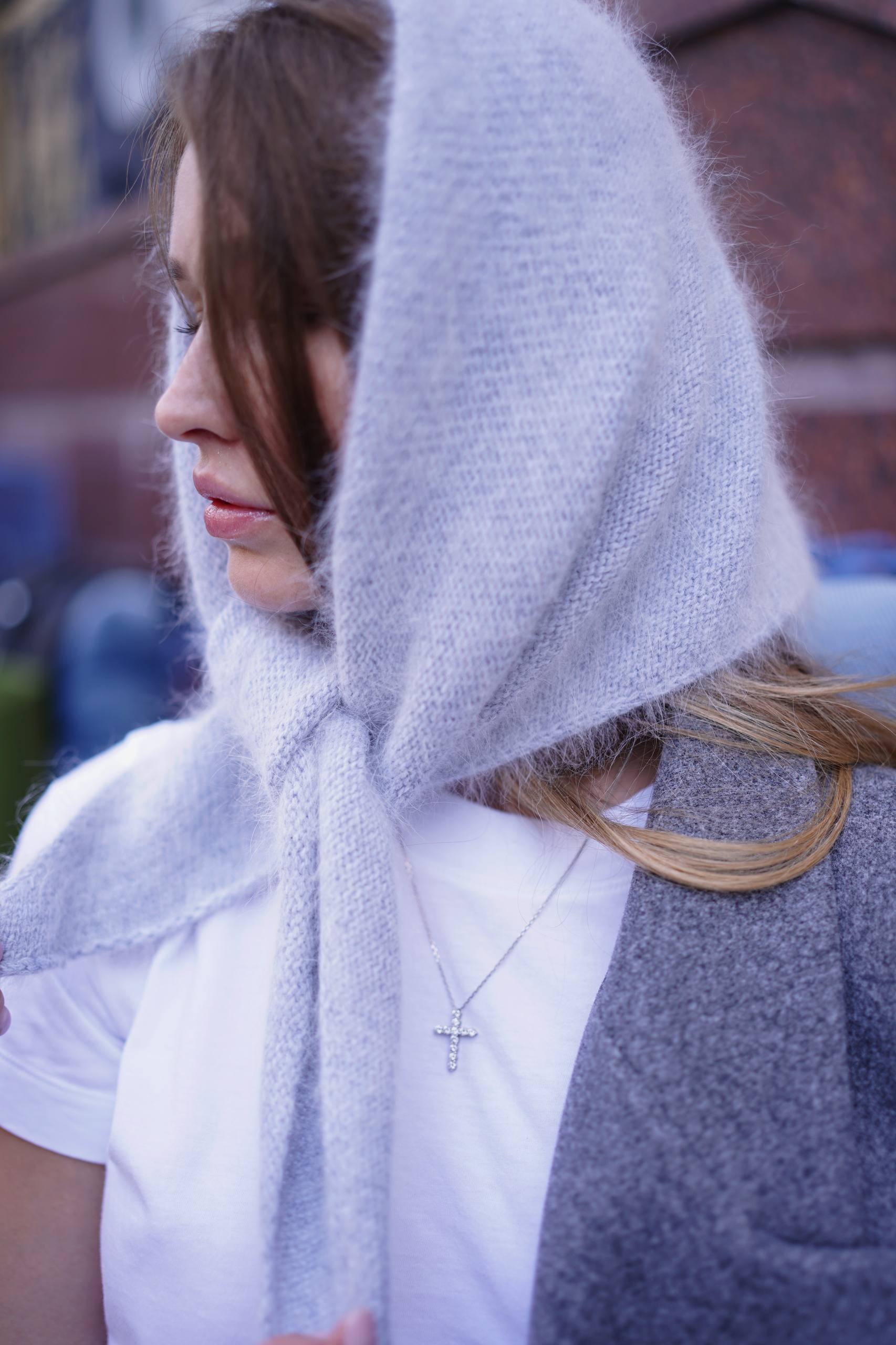 Хустка з додаванням ангори сіра