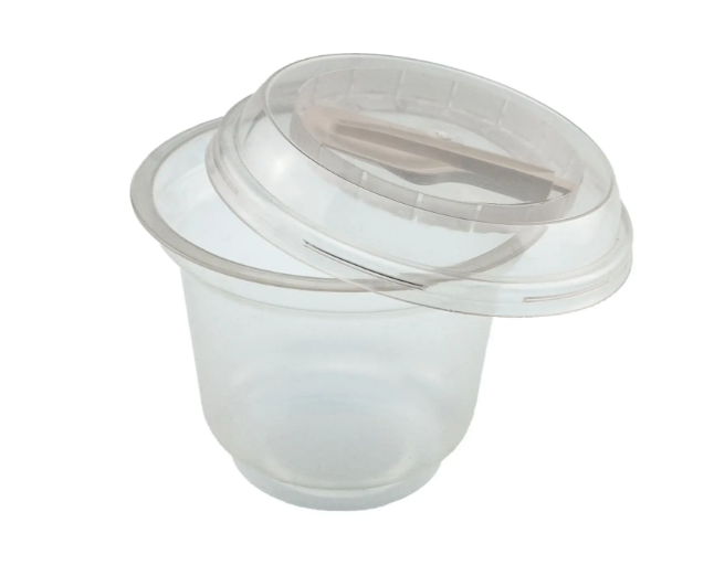 Стакан десертний 205 мл з кришкою та ложкою, упаковка 10 шт