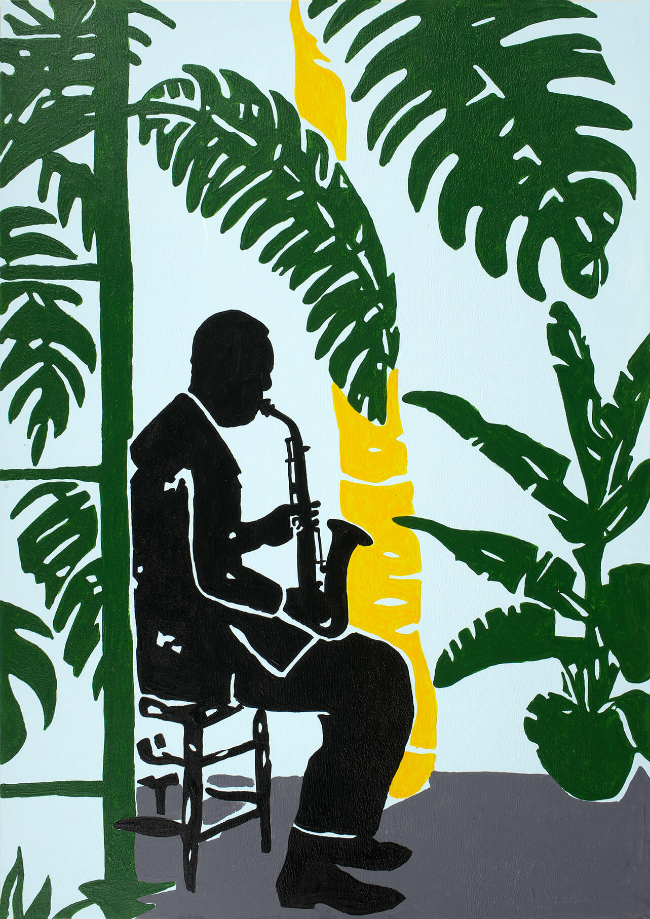 Lessons in the garden, 42x30 cm original acrylic painting on paper