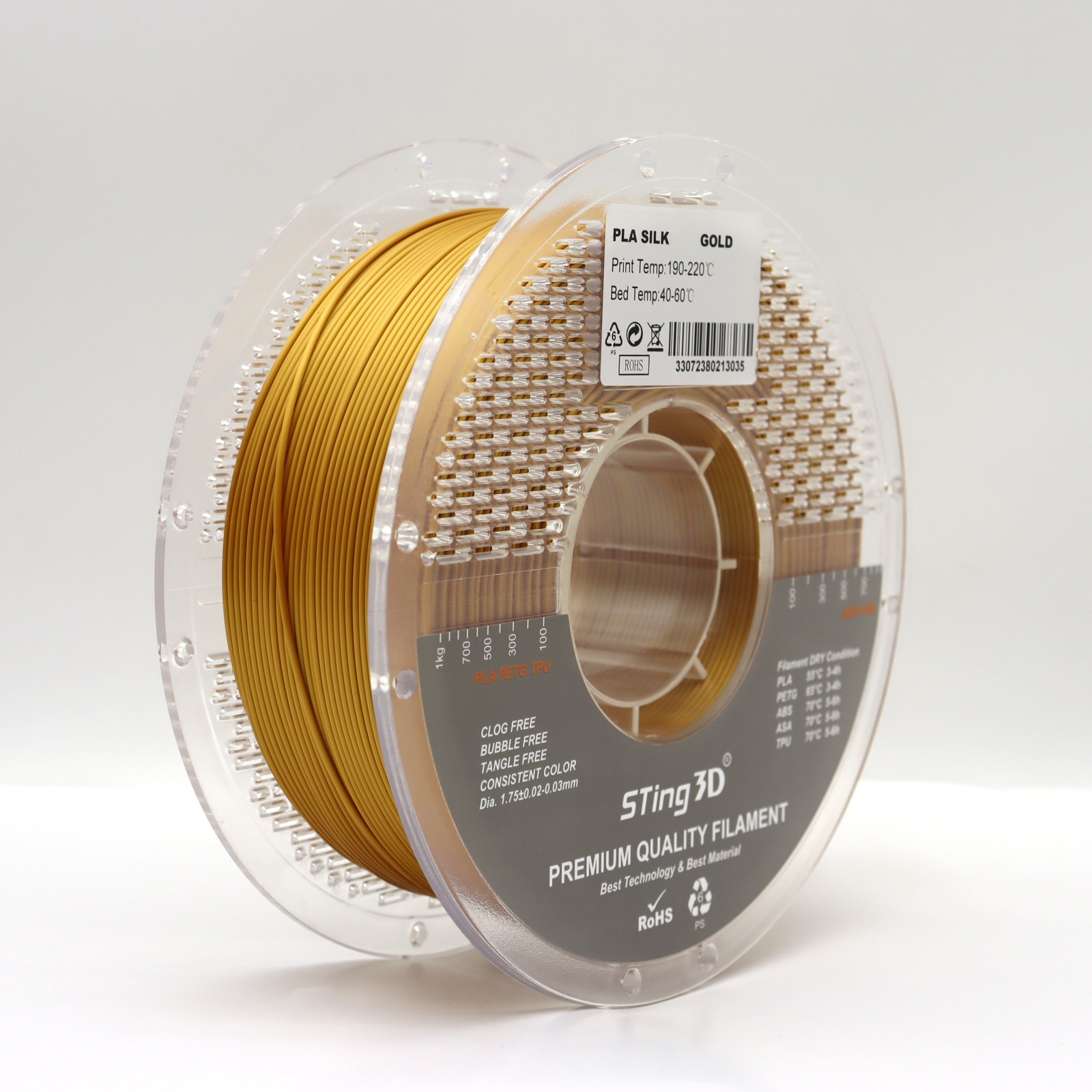 Silk PLA Золотий 1.75 mm 1кг