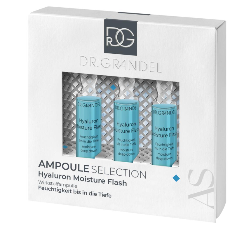 Ампули з мікрогіалуроном для миттєвого інтенсивного зволоження Dr. Grandel Hyaluron Moisture Flash, 3 х 3 мл