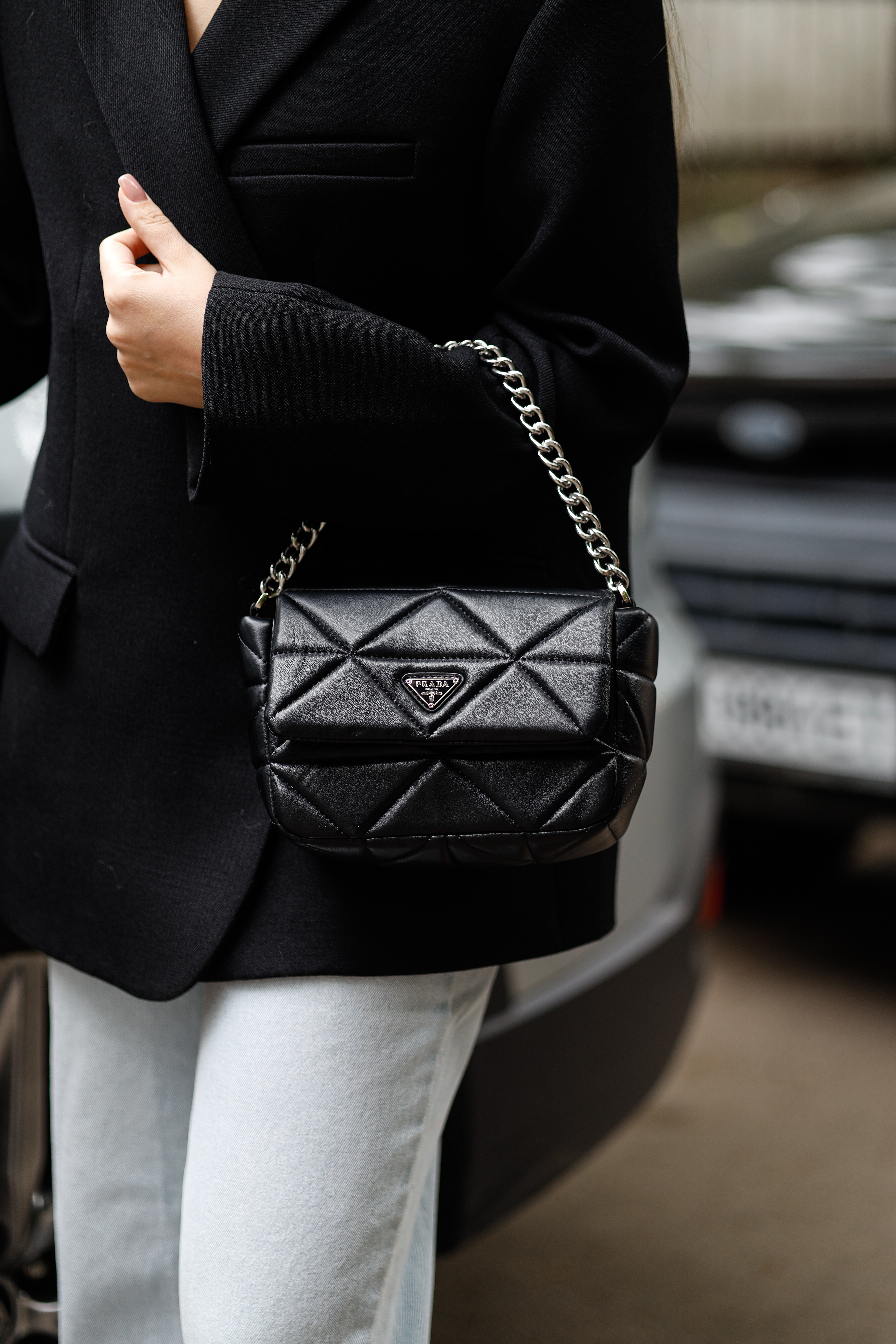 Prada Re-Nylon Padded Shoulder Black