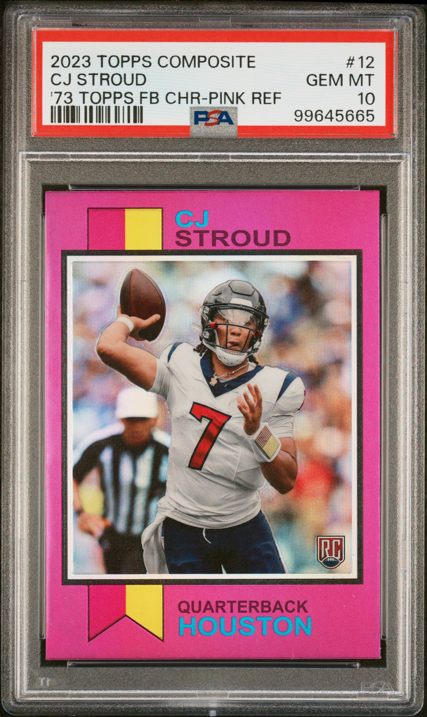 2023 TOPPS COMPOSITE 1973 TOPPS FOOTBALL CHROME #12 CJ STROUD '73 TOPPS FB CHR-PINK REF