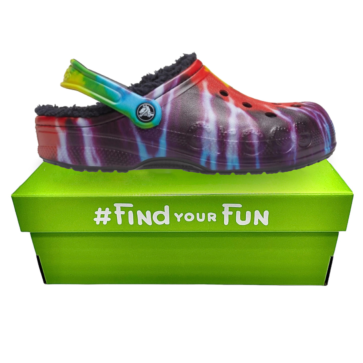 Crocs Baya Lined Tie dye Сабо Крокси чоловічі / жіночі утеплені мультиколір / чорні