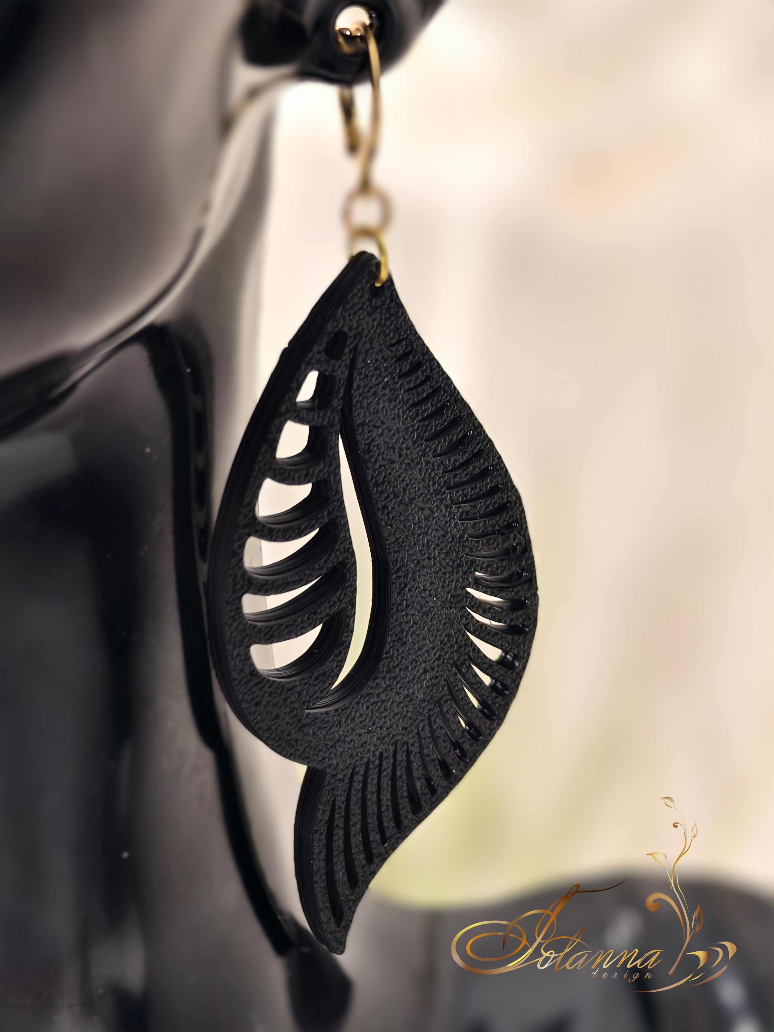 Leaf modern 3d printed earrings