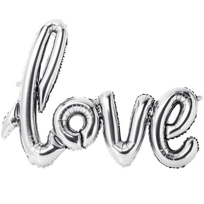 Фольгована куля "love" срібло