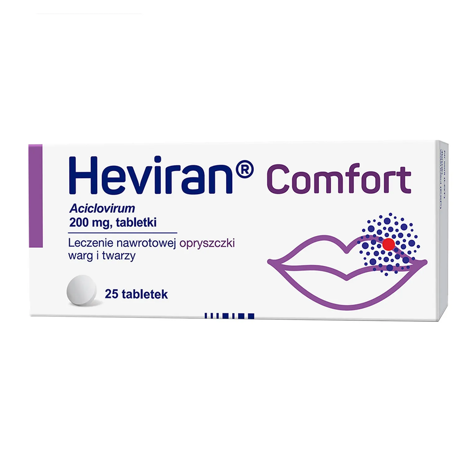 Heviran Comfort 200 мг для герпетичної інфекції губ і обличчя - 25 таблеток