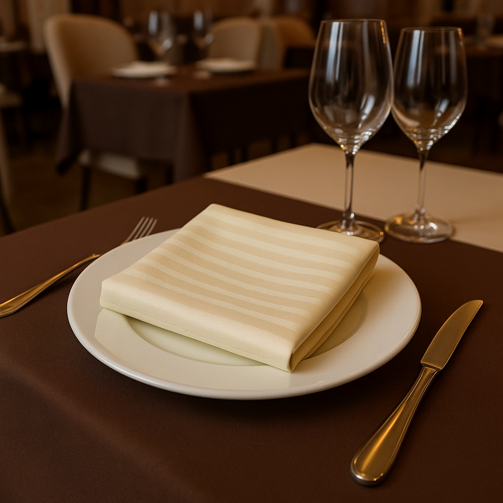 Серветки на стіл із страйп сатіну "Шампань"