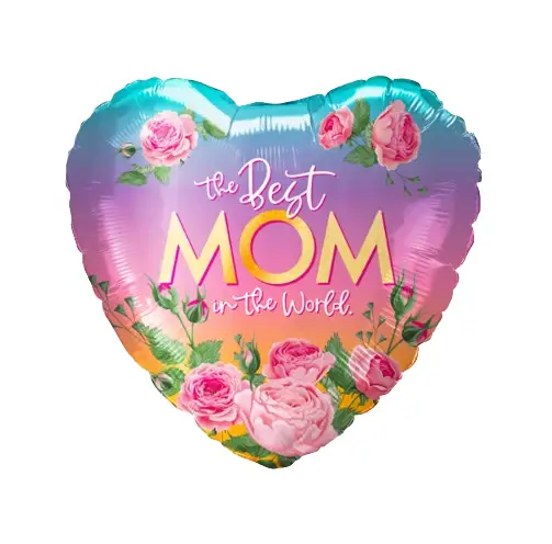 Фольгована кулька серце The best MOM in the world рожева