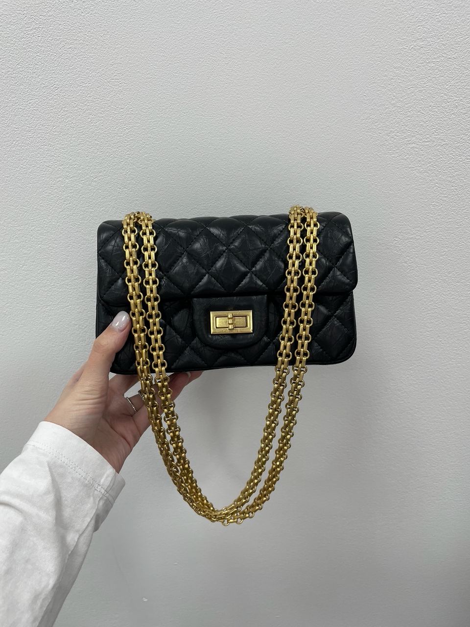 Chanel 2.55 Reissue Double Flap Leather Bag Black/Gold