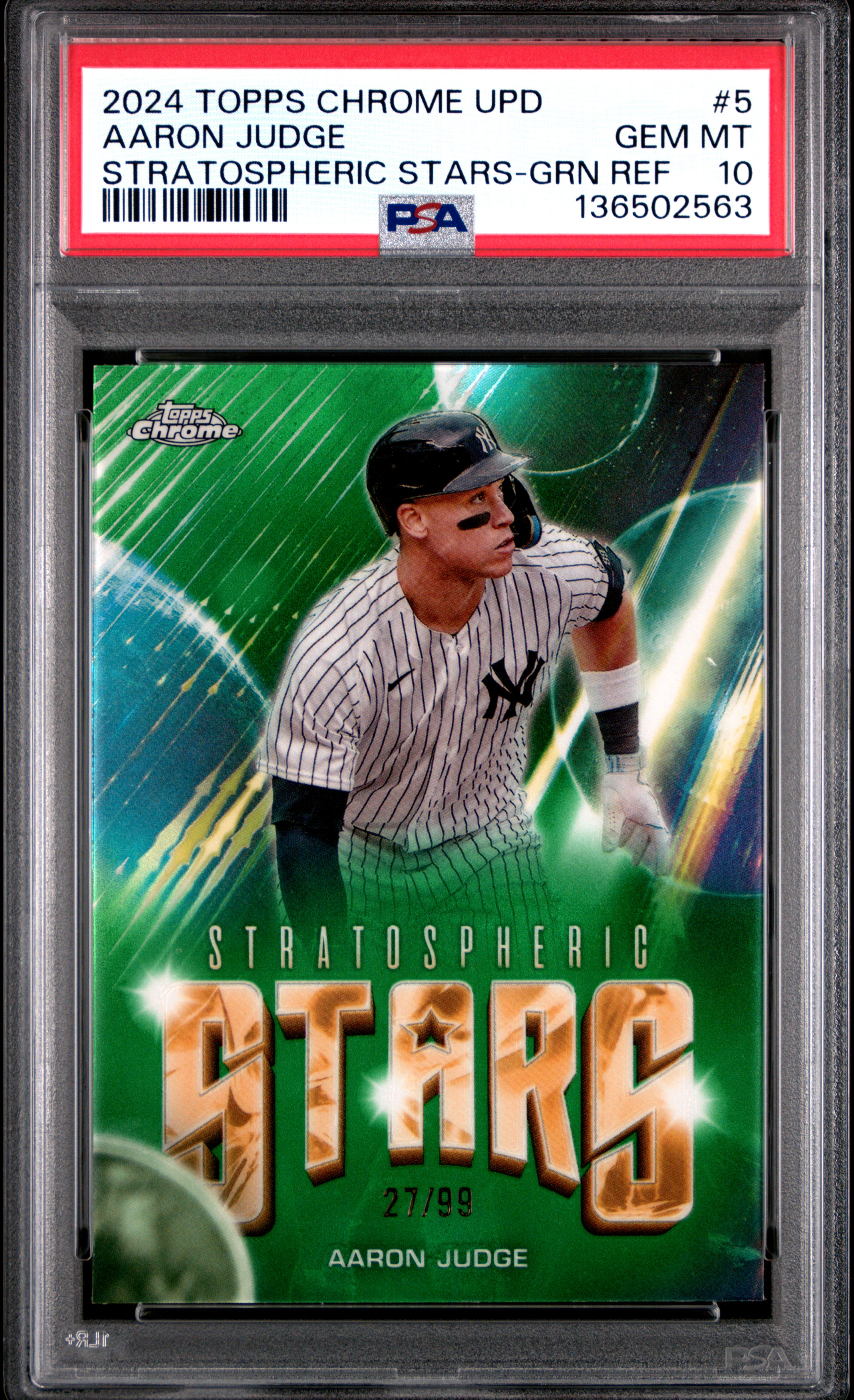 2024 TOPPS CHROME UPDATE STRATOSPHERIC STARS #5 AARON JUDGE STRATOSPHERIC STARS-GRN REF/99
