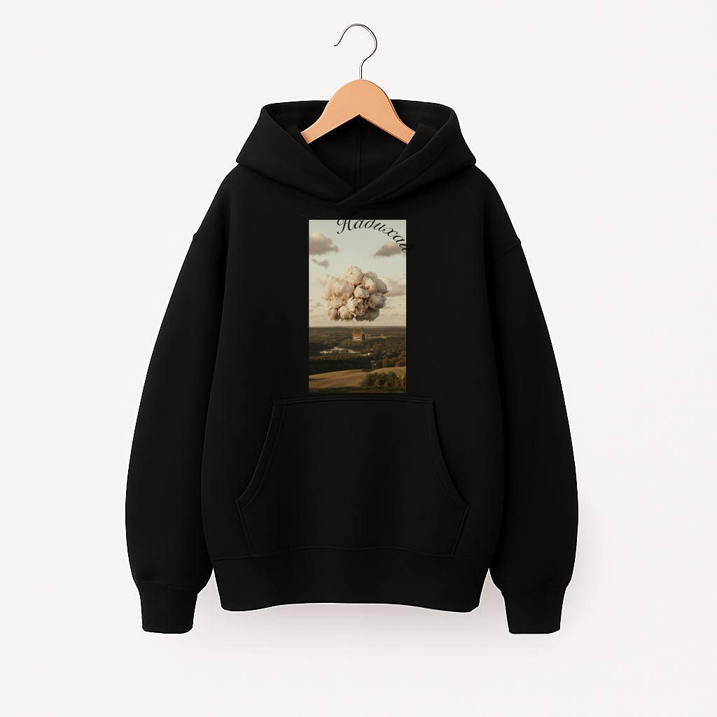 ХУДІ  ОВЕРСАЙЗ ЧОРНЕ З ПРИНТОМ 