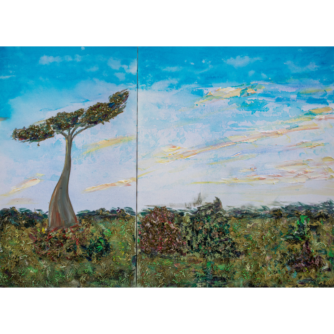 The Baobab. Diptych, 2020, Mixed media, canvas, 80*110 cm