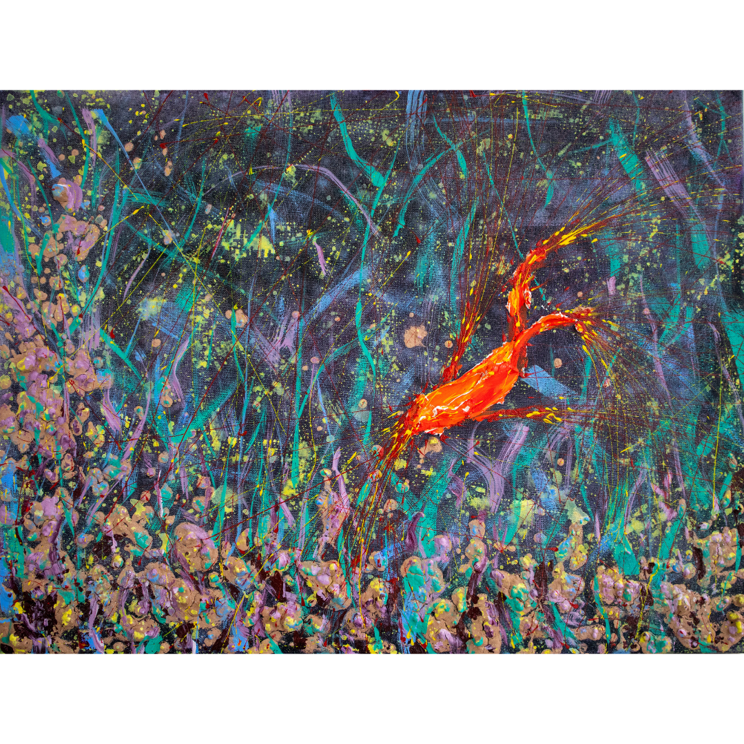 Red carp, 2020, Mixed media, canvas, 50*65 cm