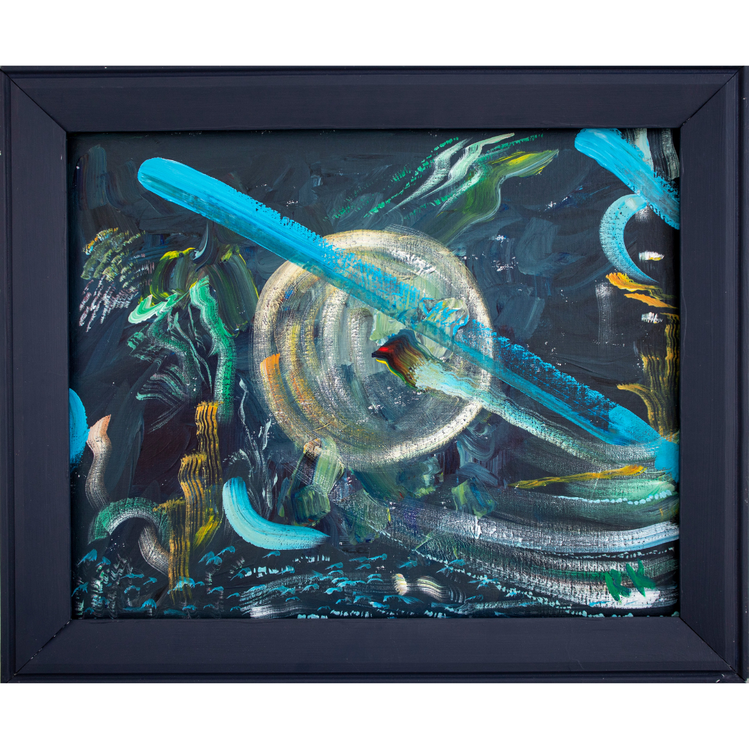 The Circle, 2019, Acrylic, canvas on cardboard, framed, 49*59 cm