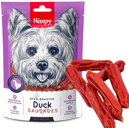 ВАНПІ СОСИСКИ З КАЧКОЮ ласощі для собак 0.1 кг.