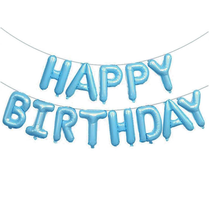Кулі-літери "Happy birthday" блакитні пастель