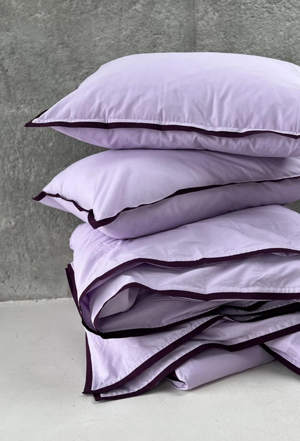 Постільна білизна з вареної бавовни з кантом, колір Світло-Ліловий