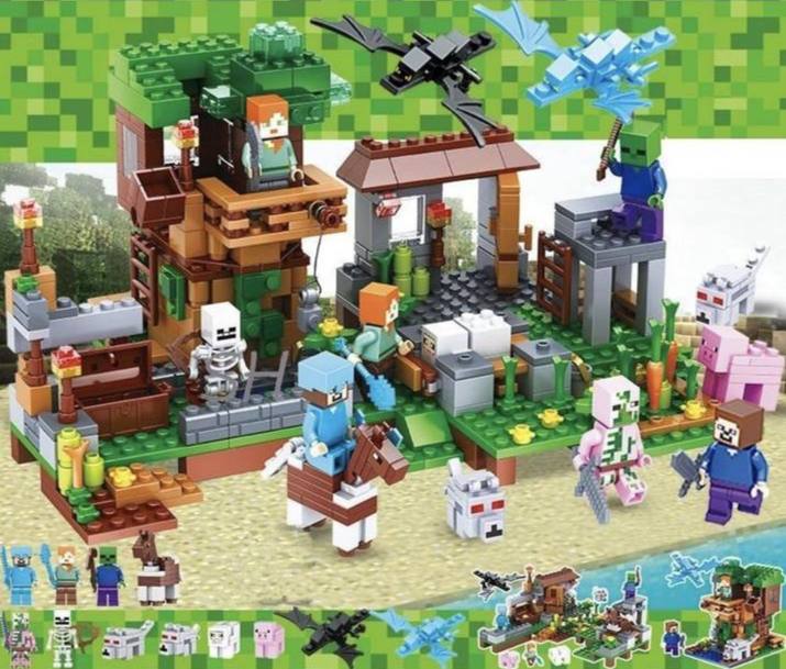 Конструктор Майнкрафт 425 деталей+персонажі, дитячий набір Minecraft My World