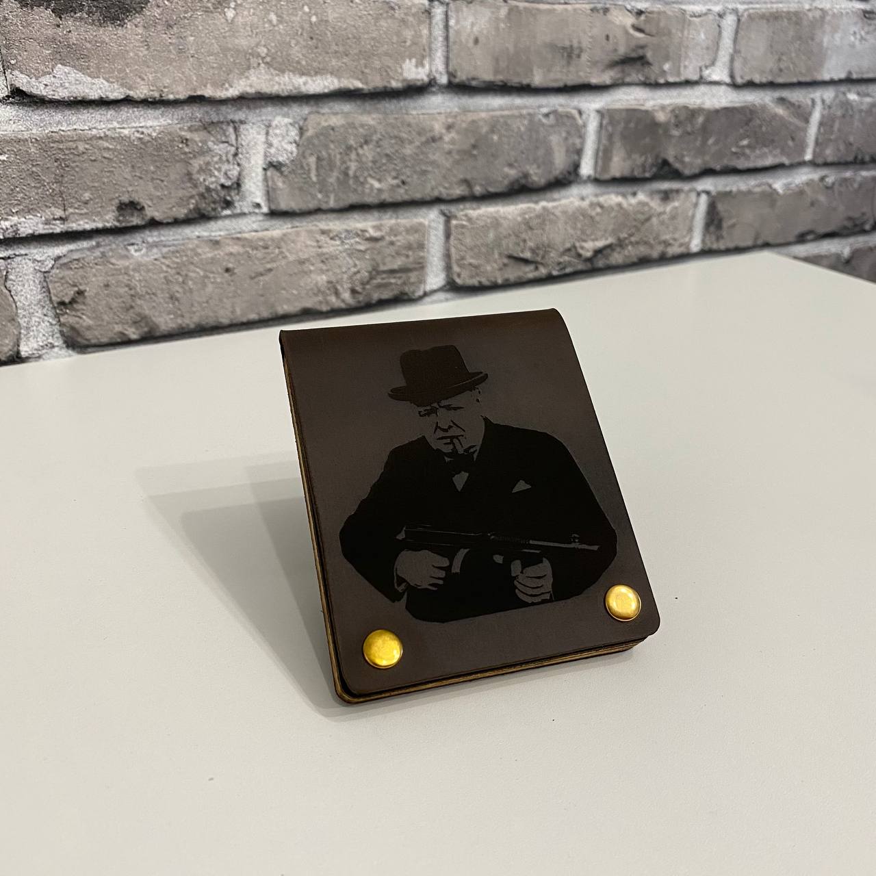 Шкіряний портсигар для самокруток з принтом CHURCHILL