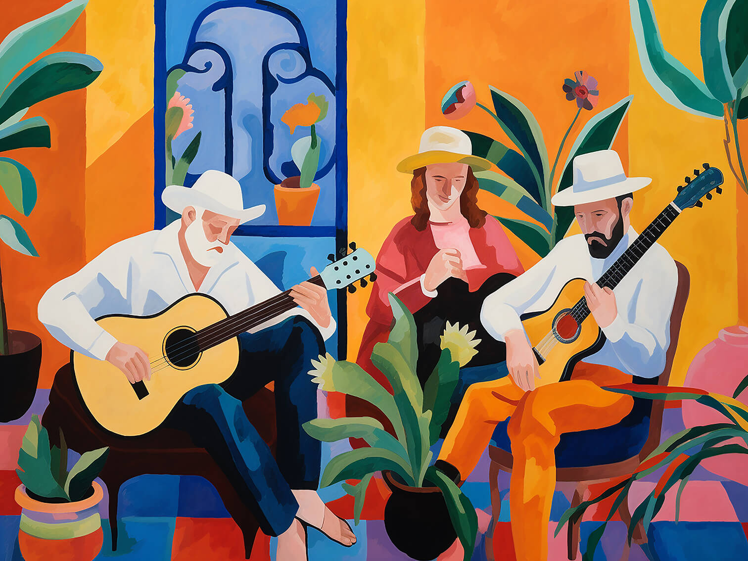 Guitarists, 60x80 cm, original acrylic painting on canvas