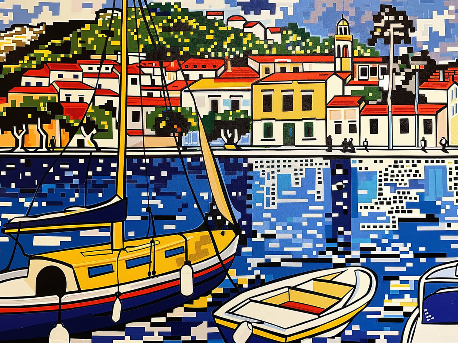 Pier in pixels, 60x80 cm, acrylic on canvas
