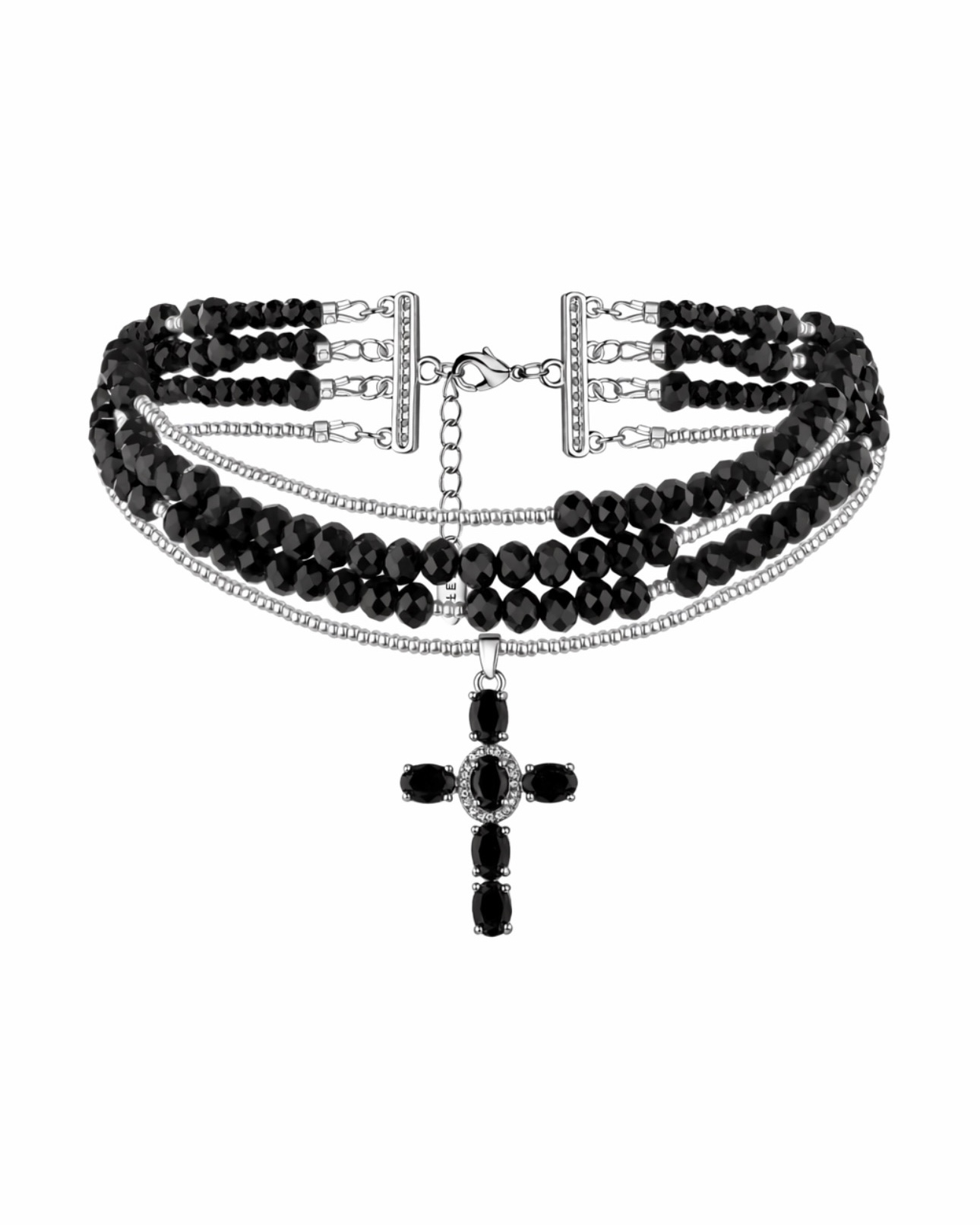 DIAMOND CROSS necklace dark silver