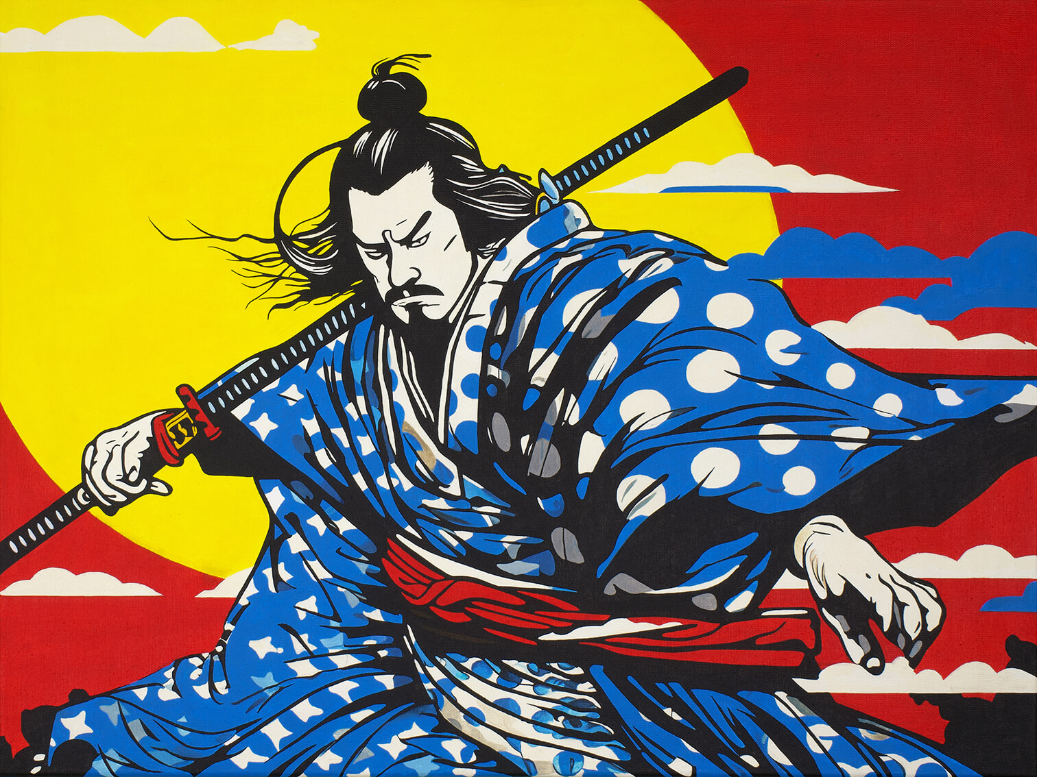 Samurai, 60x80 cm, original acrylic painting on canvas