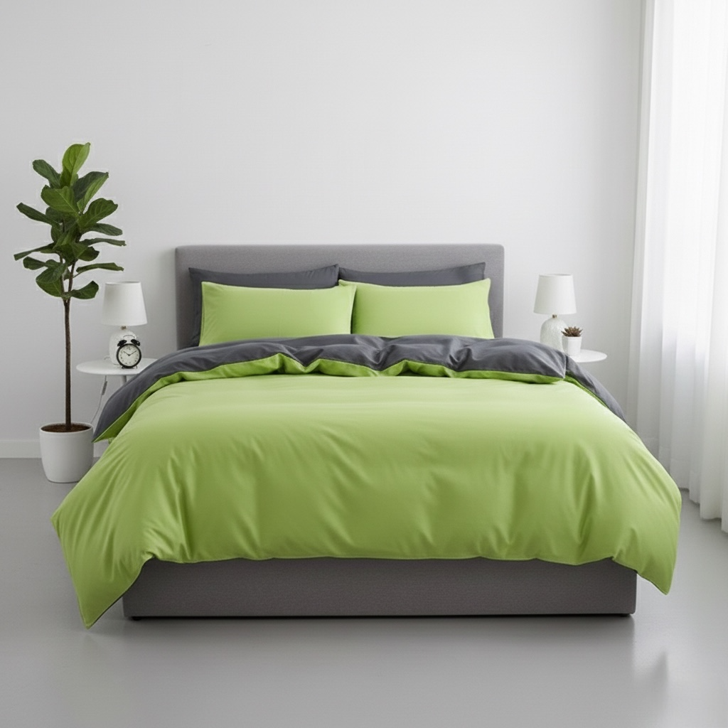 Постільна білизна з ранфорсу, колір Антрацит&Фісташковий