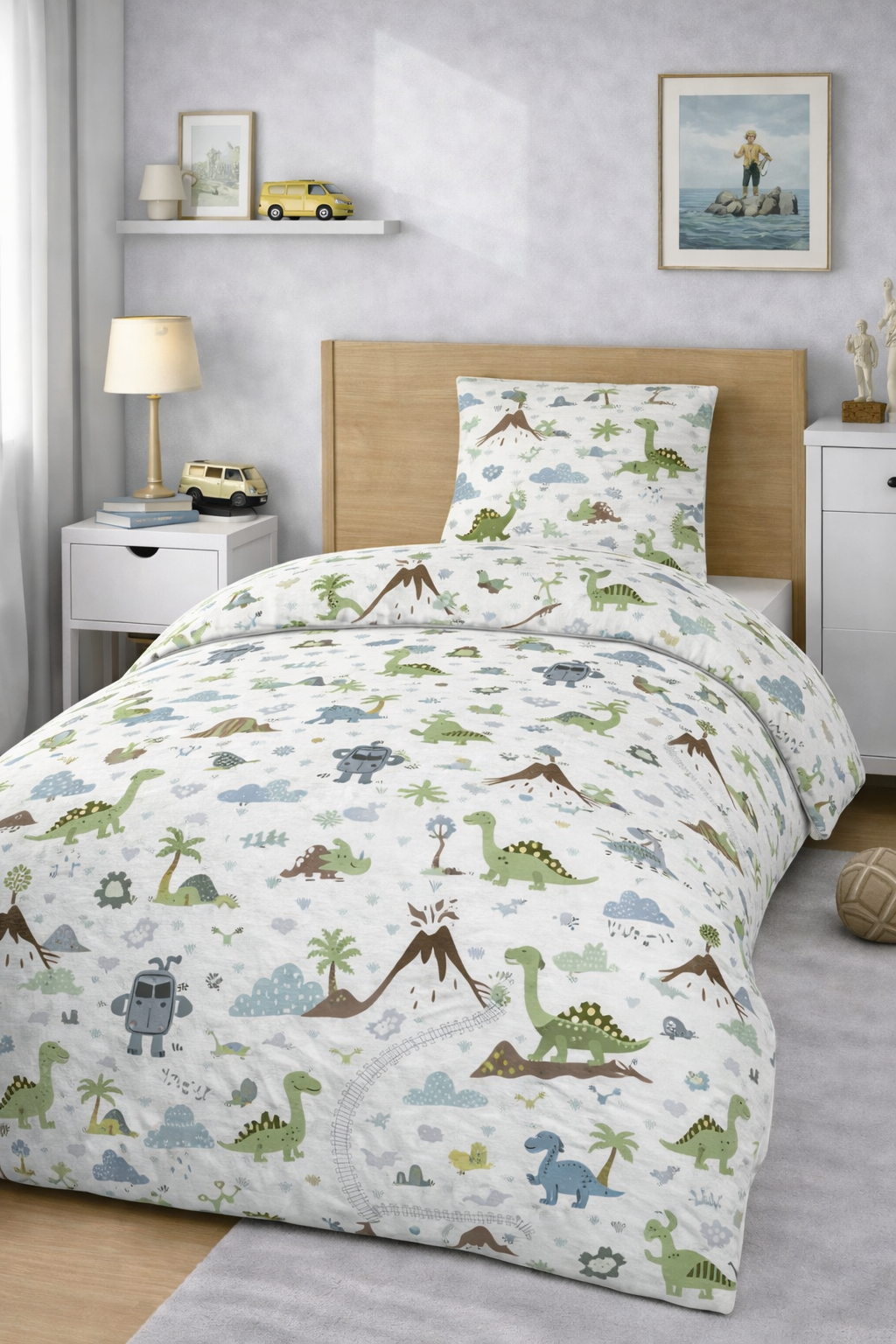 Постільна білизна для хлопчиків ранфорс прінт  "Динозаври в горах "