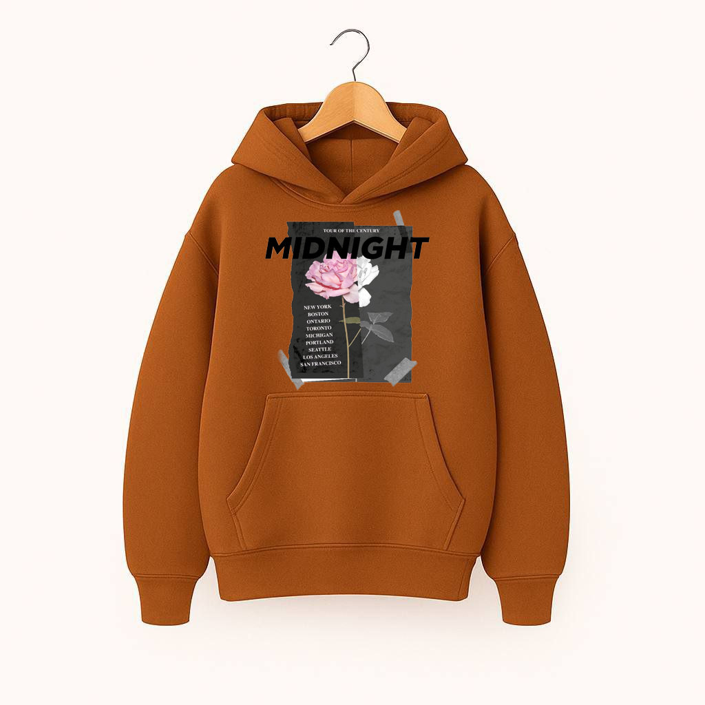 ХУДІ УТЕПЛЕНЕ ОВЕРСАЙЗ КОРИЧНЕВЕ З ПРИНТОМ 