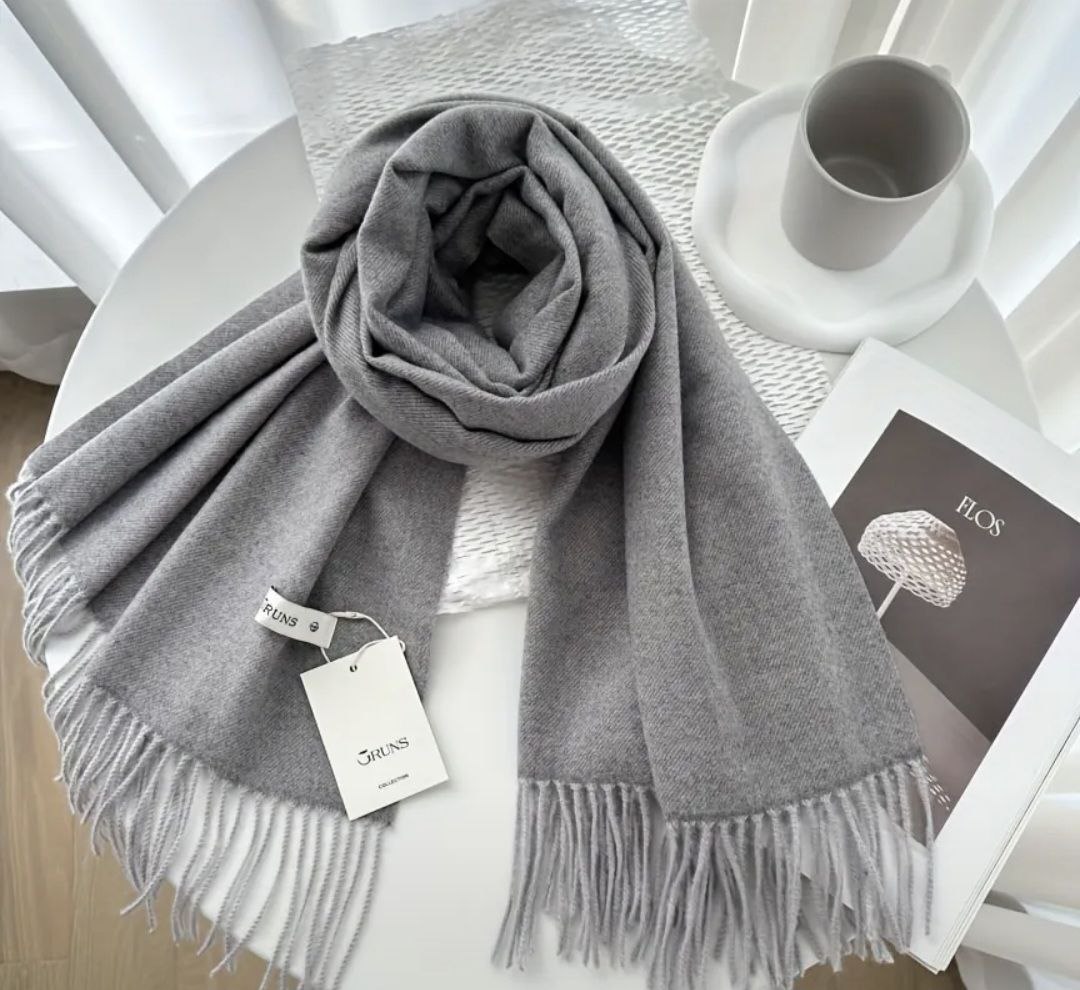 Палантин кашемір сірий