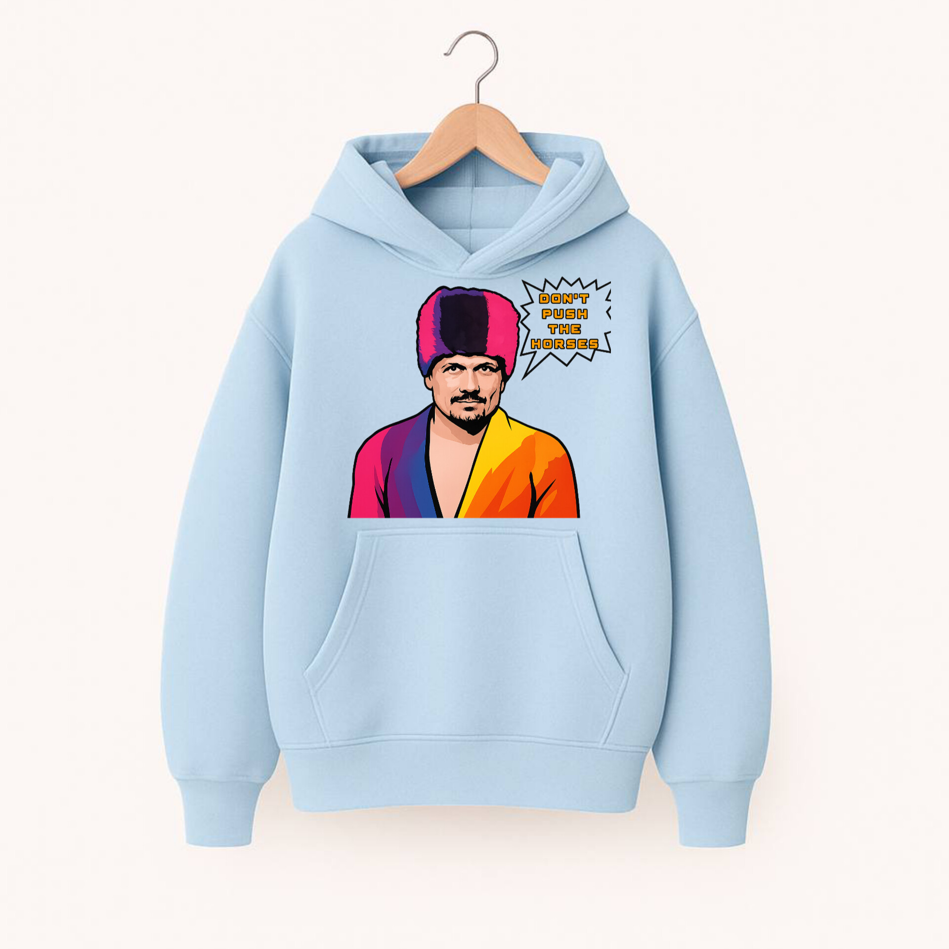 ХУДІ БЛАКИТНЕ ОВЕРСАЙЗ БЕЗ УТЕПЛЕННЯ З ПРИНТОМ "УСИК МЕМ"