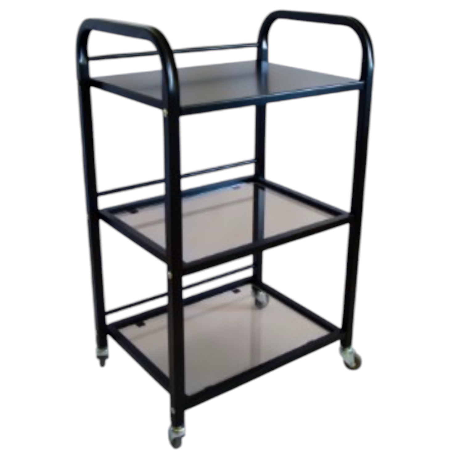 Візок косметологічний маніпуляційний на 3 полиці, чорний, полиця метал