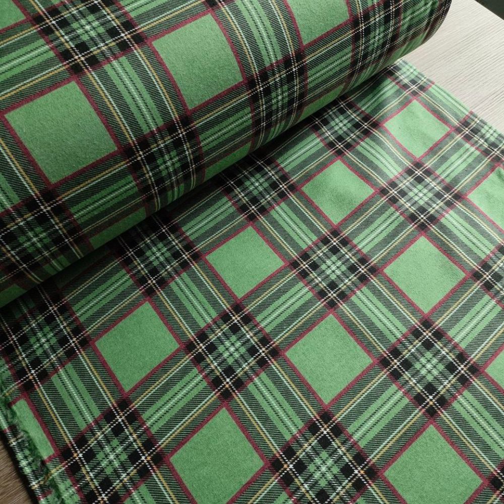Тканина фланель-Клітина шотландка зелена
