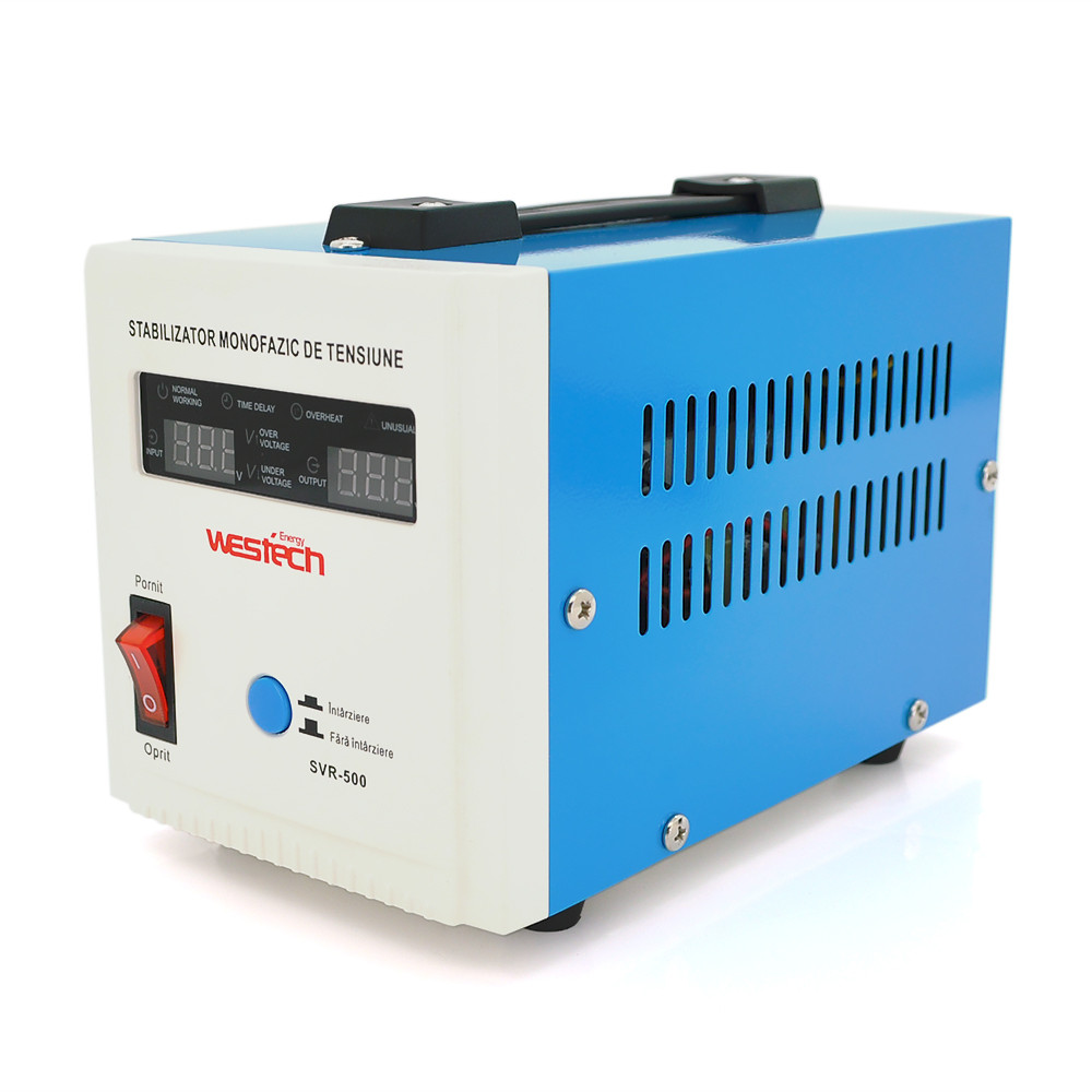 Стабілізатор напруги релейний Westech SVR-500VA/375W 1 фаза, напольного монтажу, LED дисплей, DC150-270V,