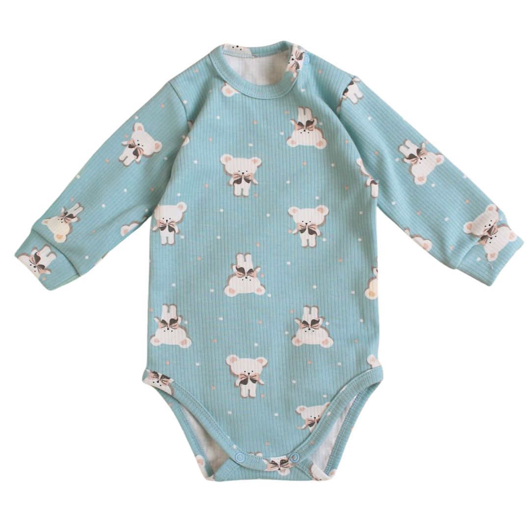 Дитячий боді з малюнком в рубчик