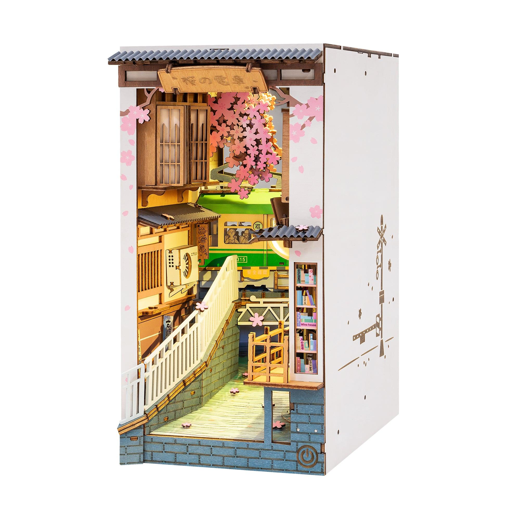 Букнук "Алея сакури" Book Nook "Sakura Tram Румбокс Книжковий куточок Пазли 3D Конструктор