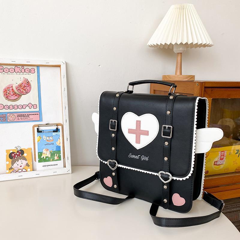 Рюкзак в стилі Лоліта, Lolita Style з серцями та крильцями, чорний