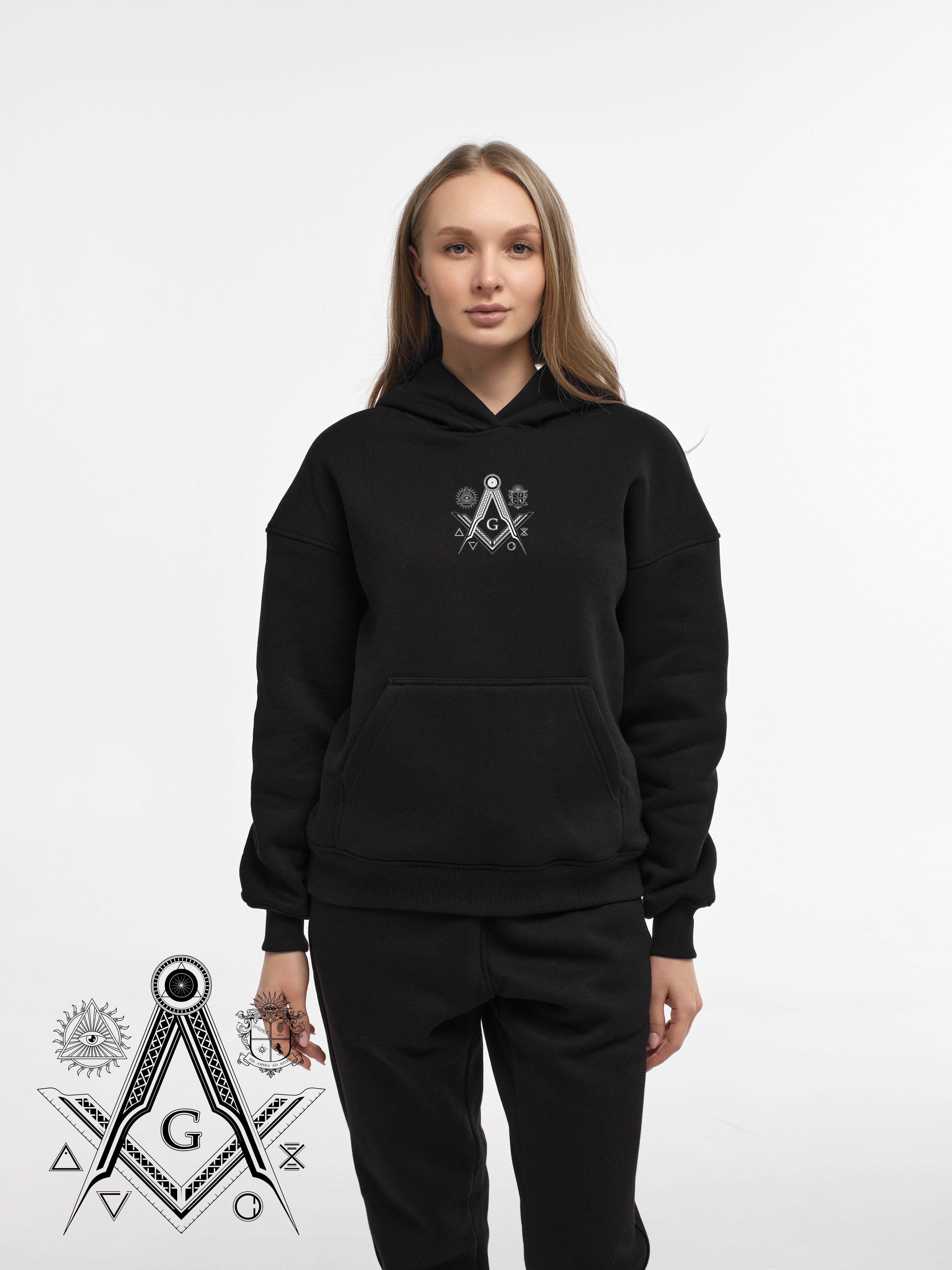 HOODIE "FREEMASONRY" | POCKET | BLACK EMOTION | XH1