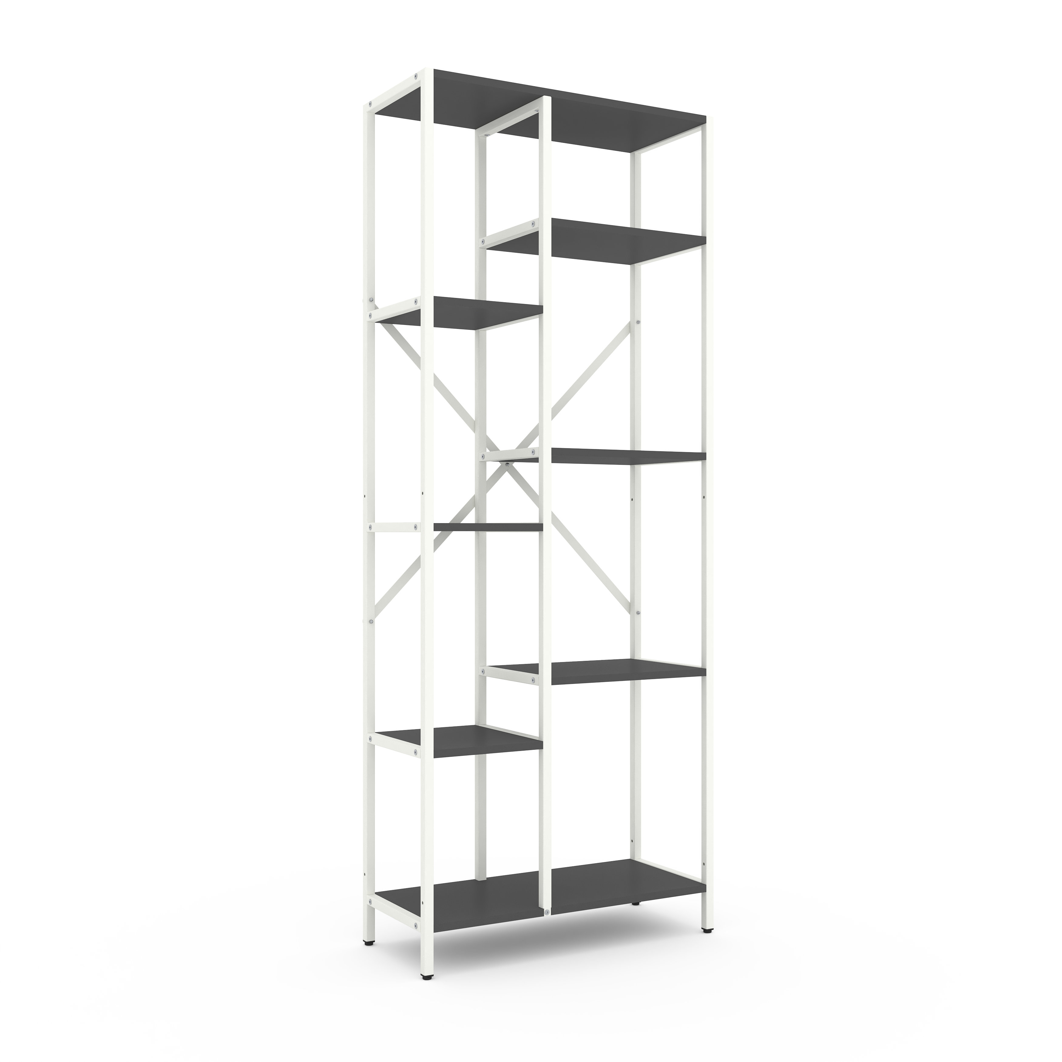 Стелаж металевий 7 полиць, стелаж з полицями 700/300/1780 мм., стелаж Лофт білий-Антрацит