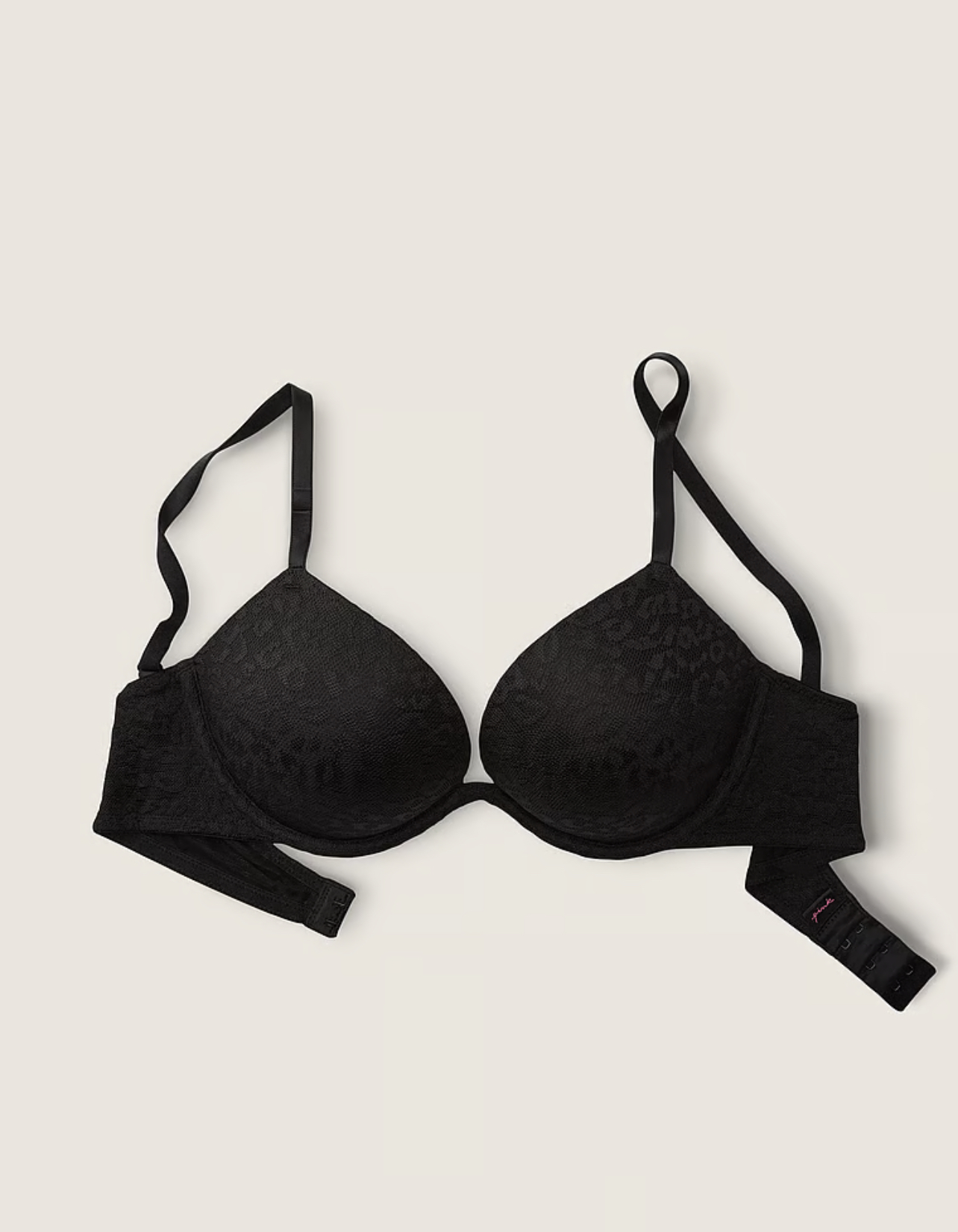 Бюстгальтер Pink Super Push-Up Bra чорний кружевний