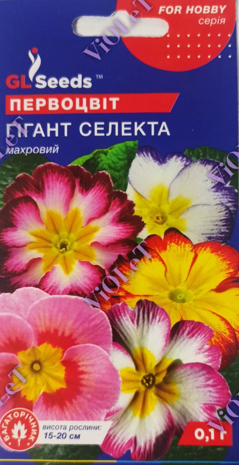 Первоцвіт (Примула) Гігант Селекта махровий, 0,1 г GL Seeds