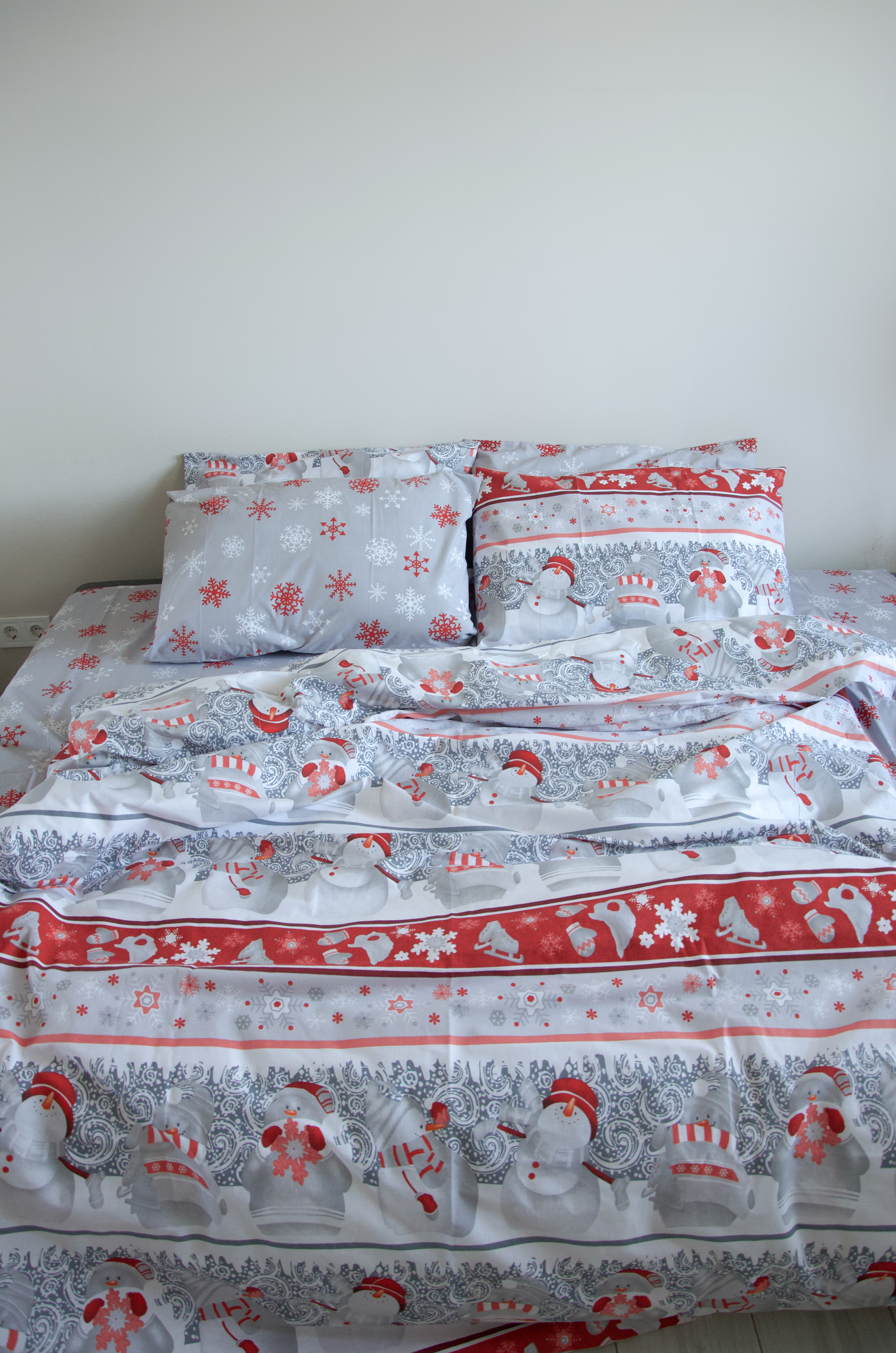 Постільний комплект Матова 100% бавовна Сніговики+снігопад