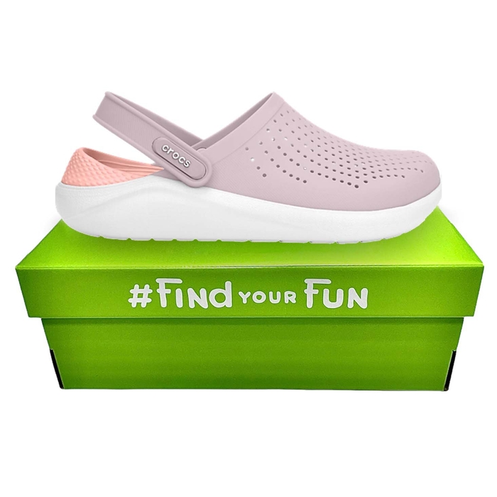 Crocs LiteRide Clog Powder/White Сабо Крокси жіночі пудрові