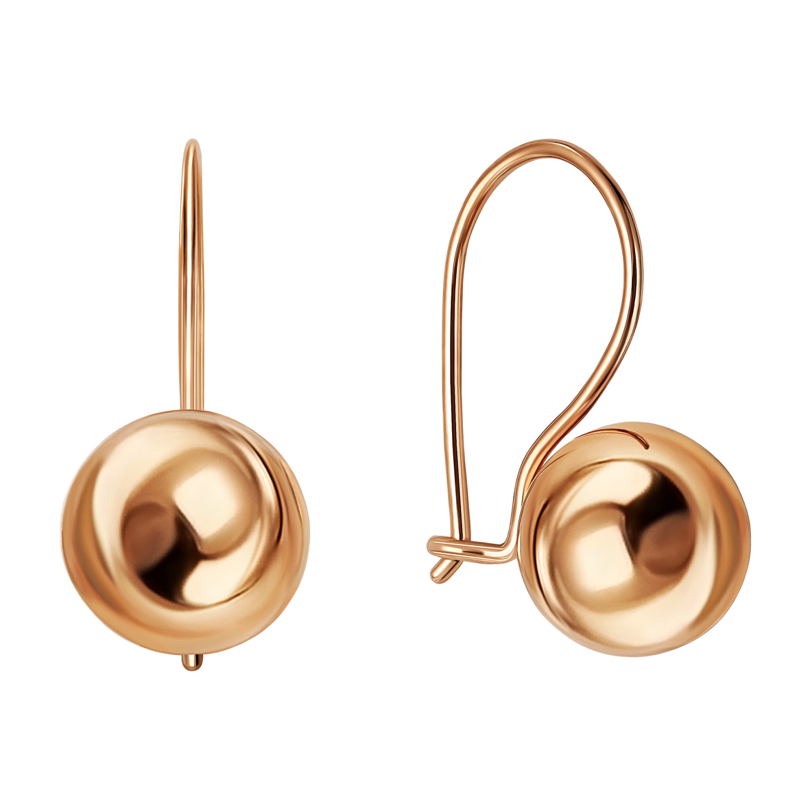 Goldene Ohrringe „Golden Sphere 8“ – 585er Rotgold mit Kugeldesign